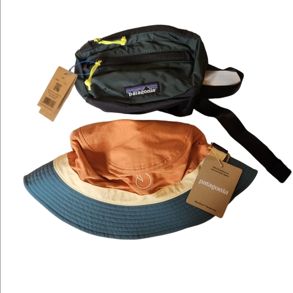 Patagonia Other - Patagonia Dark Green Waist Bag and Multicolor Bucket Hat Nwt
